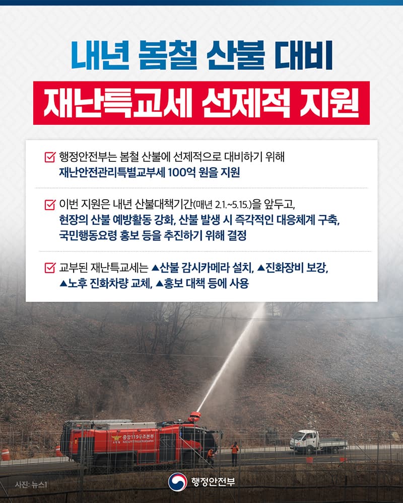 100억 원 지원금으로 산불 걱정 끝! 내 봄, 더 안전해진다