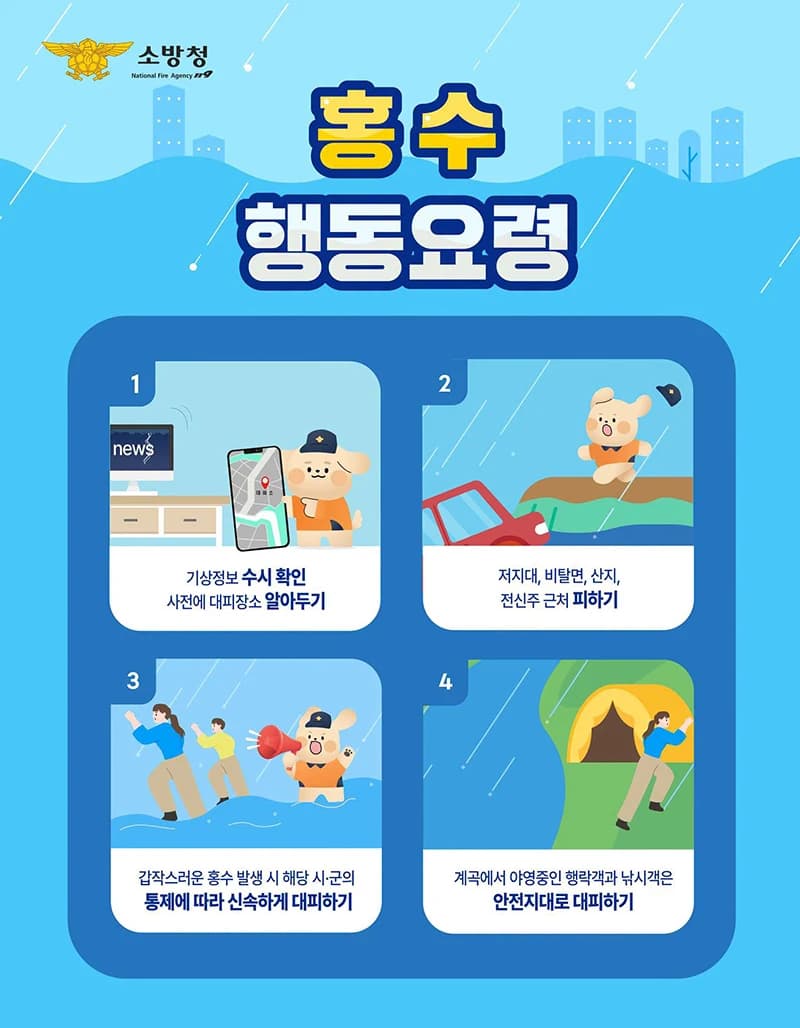 홍수 대비 이렇게 행동하세요