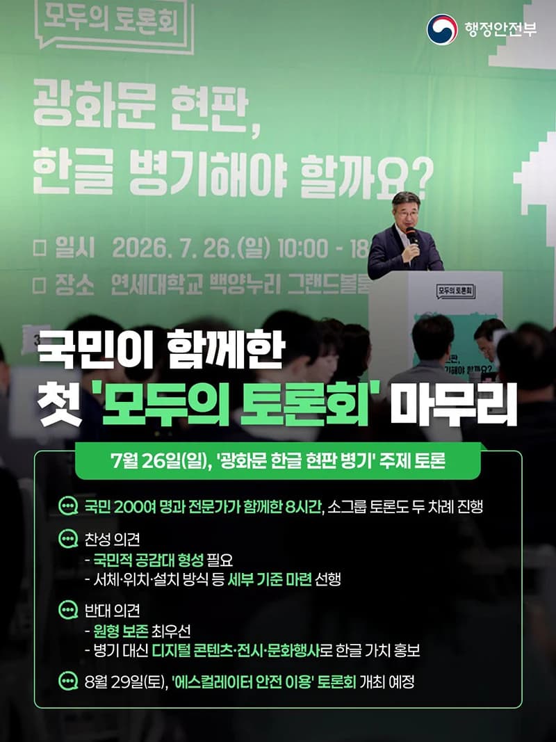 광화문 현판 한글 병기 놓고 시민 200명 8시간 토론