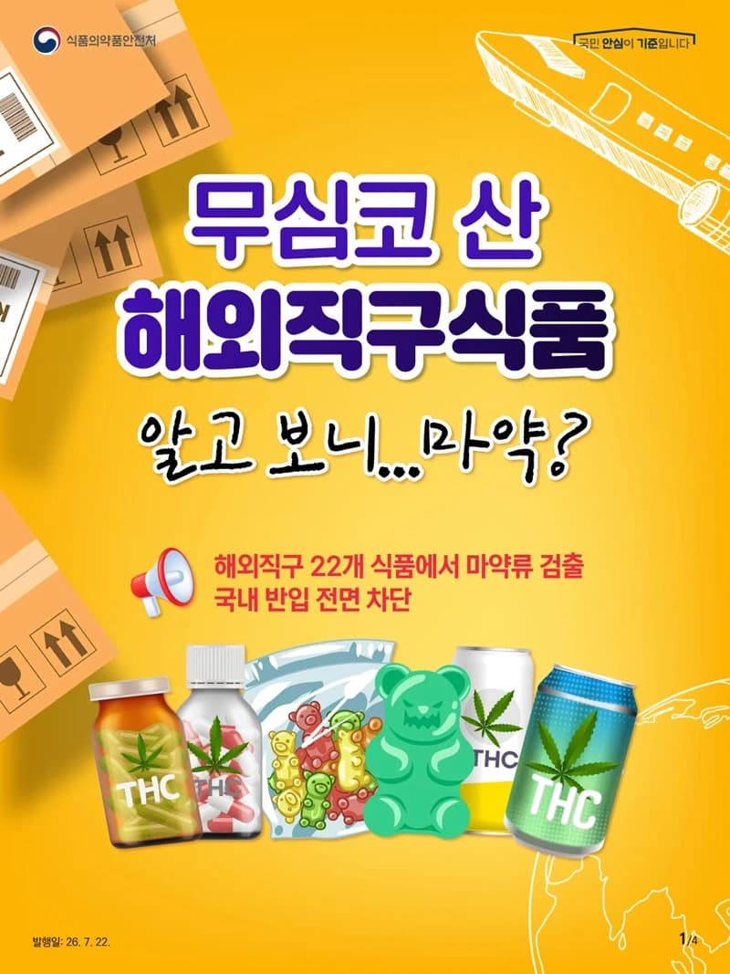 해외직구 식품 22개서 마약 성분 검출…반입 전면 차단