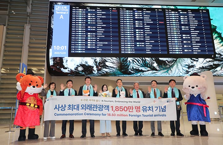 역대 최대 외래관광객 한국 방문, 1870만 명 돌파!