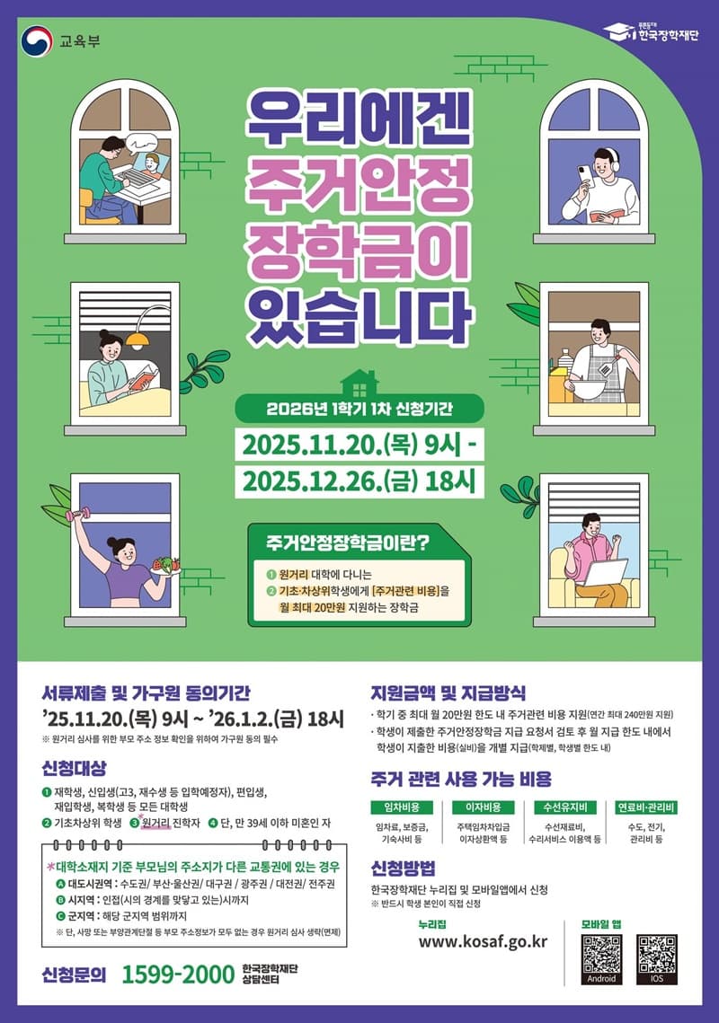 월 최대 20만원 주거비 지원받는다