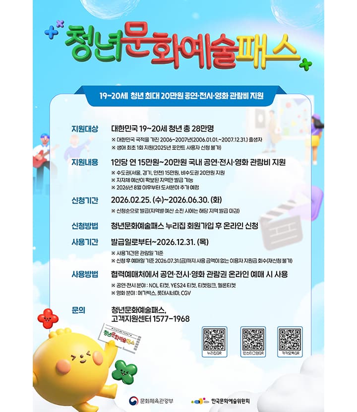 2006년생 2007년생은 20만원 받는다, 공연 영화 공짜로 보는 법