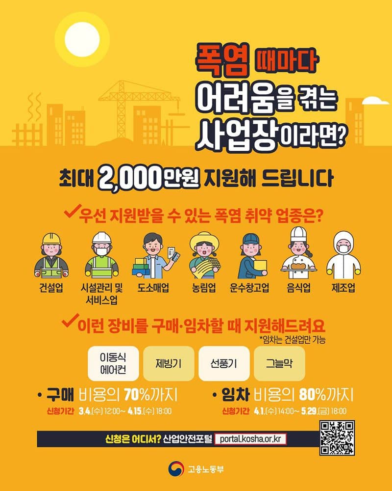 폭염 취약 사업장, 에어컨 설치하면 최대 2000만 원 받는다