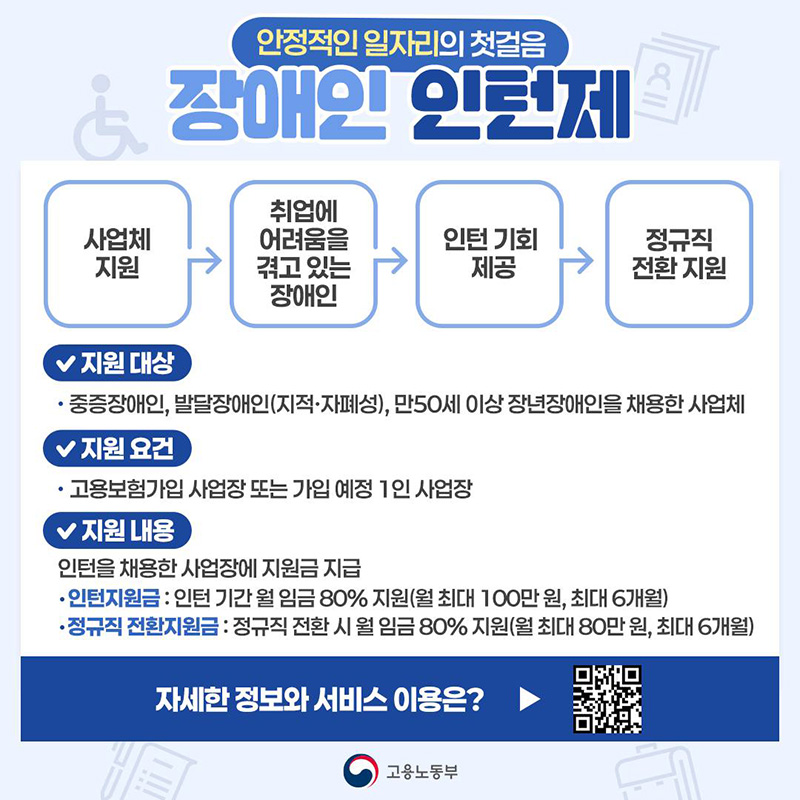 '장애인 인턴제' 시행, 취업 기회 확대