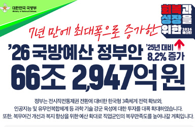 2026년 국방예산, 7년 만에 최대폭 증가! 무엇이 달라지나?
